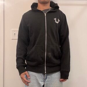 Y2K grunge emo style true religion zipup hoodie fits boxy